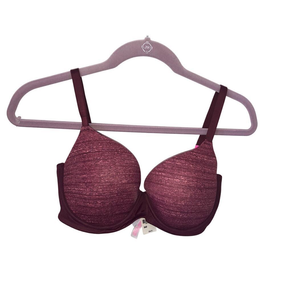 Bra Pink Victorias Secret Size 36D Wear Everywhere Lightly Lined Burgundy New